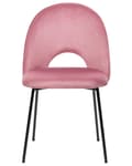 Miniatyrbillede 4 af 9: Sæt med 2 Spisestuestole Lyserød Velour Polstrede Sorte Ben Retro Glamourøs Spisestue Køkken
