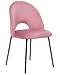 Miniatyrbillede 5 af 9: Sæt med 2 Spisestuestole Lyserød Velour Polstrede Sorte Ben Retro Glamourøs Spisestue Køkken