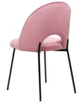 Miniatyrbillede 6 af 9: Sæt med 2 Spisestuestole Lyserød Velour Polstrede Sorte Ben Retro Glamourøs Spisestue Køkken