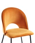 Miniatyrbillede 7 af 10: Sæt med 2 Spisestuestole Orange Velour Betrukket med Sorte Ben Retro Glamourøs Stil Spisestue Køkken