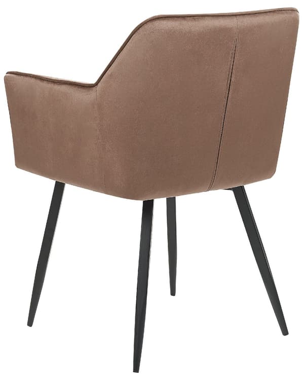 Sæt med 2 Spisestuestole Brun Velour Sæde med Armlæn Sorte Metalben