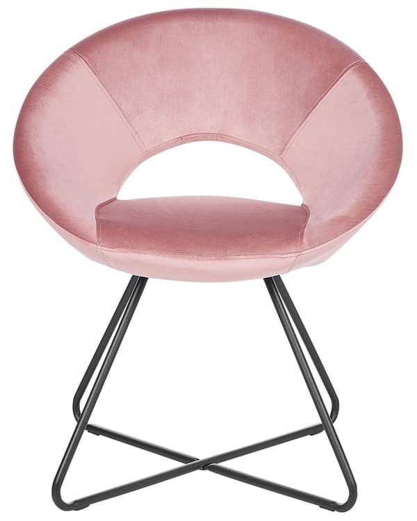 Loungestol Lyserød Velour Rund Polstret Velourstol Design Venterumsstol til Venteværelse Indretning Clubstol