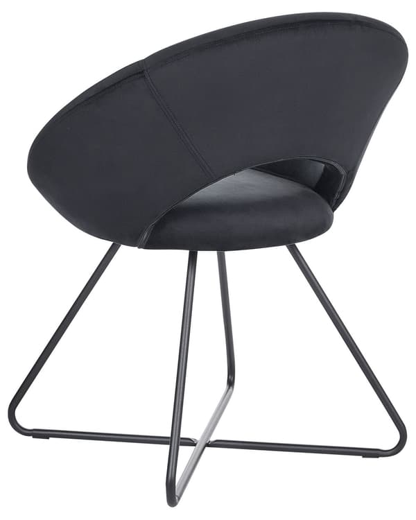 Loungestol Sort Velour Rund Polstret Velourstol Design Venterumsstol til Venteværelse Indretning Clubstol