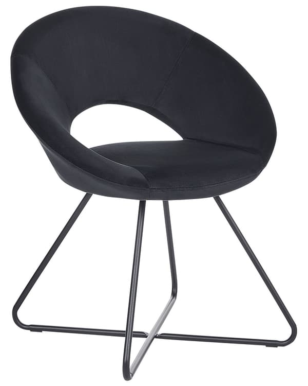 Loungestol Sort Velour Rund Polstret Velourstol Design Venterumsstol til Venteværelse Indretning Clubstol