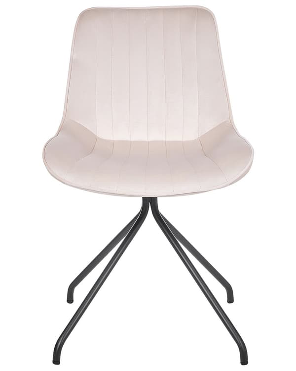 Tuoli beige samettiverhoilu 2 kpl käsinojaton musta teräsrunko retrotyyli glamour-tyyli