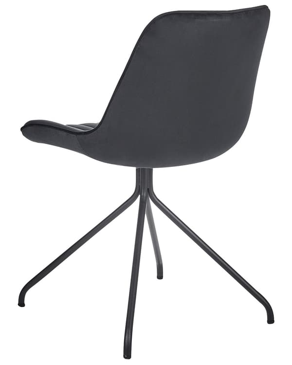 Set om 2 Matstolar Svart Sammetsklädsel Tuftad Utan Armstöd Svart Stålram Retro Design Kök Matsal