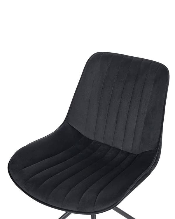 Set om 2 Matstolar Svart Sammetsklädsel Tuftad Utan Armstöd Svart Stålram Retro Design Kök Matsal