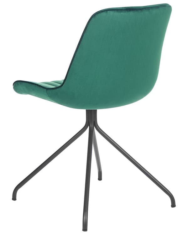 Set om 2 Matstolar Grön Sammetsklädsel Tuftad Utan Armstöd Svart Stålram Retro Design Kök Matsal