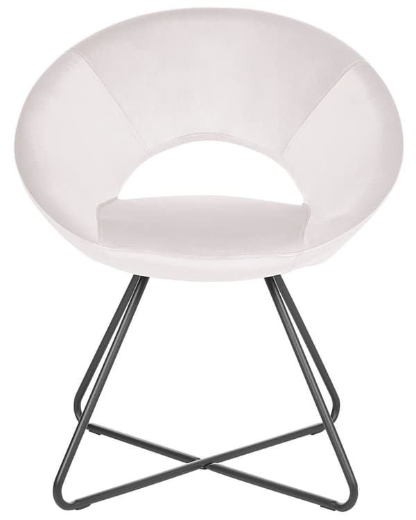 Matstol Off-white Sammet Tuftad Armstödslös Svart Kryssfot Stålram Retro Design