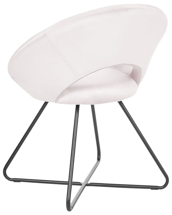 Matstol Off-white Sammet Tuftad Armstödslös Svart Kryssfot Stålram Retro Design