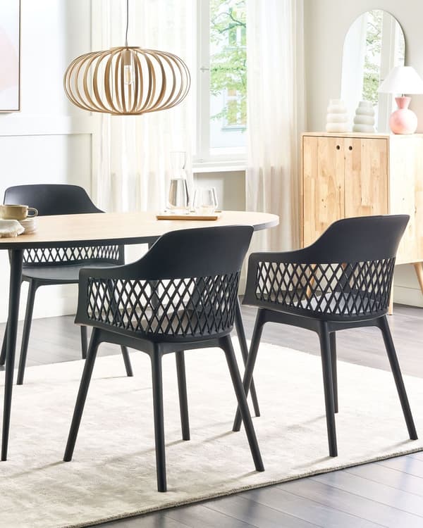Tuoli musta 54 x 84 x 50 cm polypropeeni 2 kpl koristeltu selkänoja minimalistinen moderni