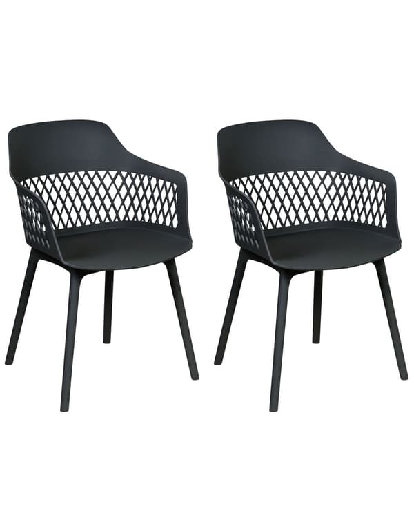 Tuoli musta 54 x 84 x 50 cm polypropeeni 2 kpl koristeltu selkänoja minimalistinen moderni
