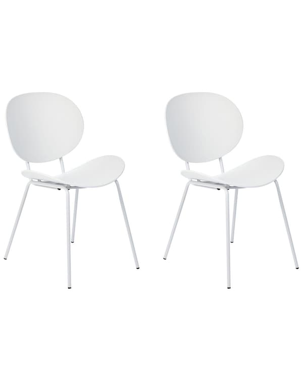 Tuoli valkoinen 50 x 80 x 52 cm polypropeeni rauta 2 kpl ruokapöydän minimalistinen skandinaavinen
