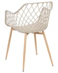 Miniatyrbillede 6 af 9: Spisebordsstole Beige Plast med Metalben Sæt af 2 Skalstole med Armlæn Flet Mønster Ryglæn Moderne Minimalistisk Køkken Tilbehør
