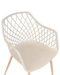 Miniatyrbillede 7 af 9: Spisebordsstole Beige Plast med Metalben Sæt af 2 Skalstole med Armlæn Flet Mønster Ryglæn Moderne Minimalistisk Køkken Tilbehør