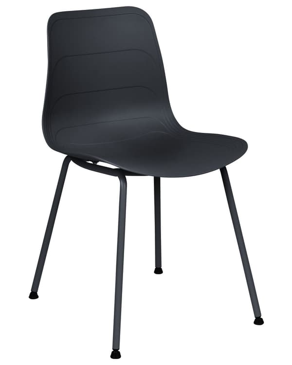 Kantinestol Sort Plast Sæt af 2 Spisebordsstole til Spisestuen Køkken Design Skalstole Minimalistisk Indretning