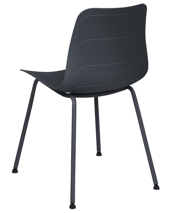 Kantinestol Sort Plast Sæt af 2 Spisebordsstole til Spisestuen Køkken Design Skalstole Minimalistisk Indretning