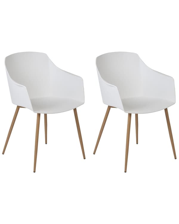 Sæt med 2 spisebordsstole Plast Lysegrøn Minimalistisk design Armlæn Stue Køkken Møbler