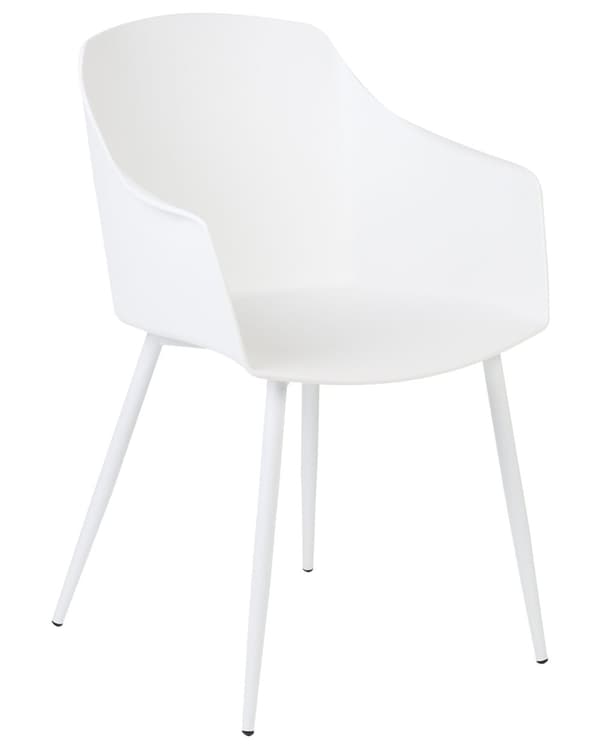 Sæt med 2 Spisebordsstole Plast Hvid Minimalistisk Design Armlæn Stue Køkken Møbler