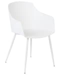 Miniatyrbillede 4 af 9: Sæt med 2 Spisebordsstole Plast Hvid Minimalistisk Design Armlæn Stue Køkken Møbler