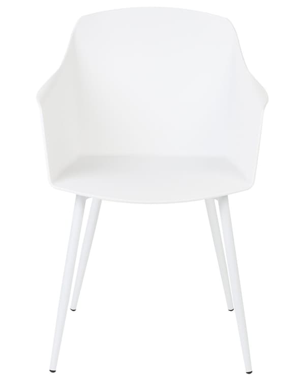 Sæt med 2 Spisebordsstole Plast Hvid Minimalistisk Design Armlæn Stue Køkken Møbler