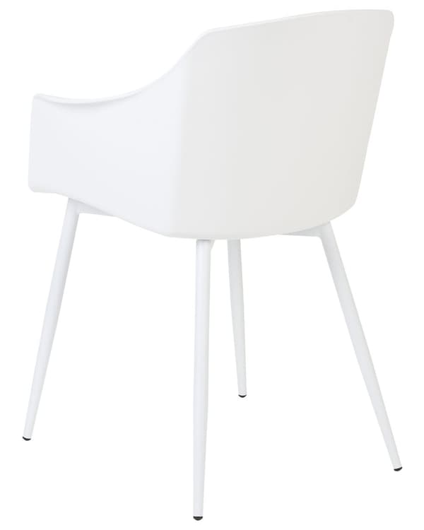 Sæt med 2 Spisebordsstole Plast Hvid Minimalistisk Design Armlæn Stue Køkken Møbler