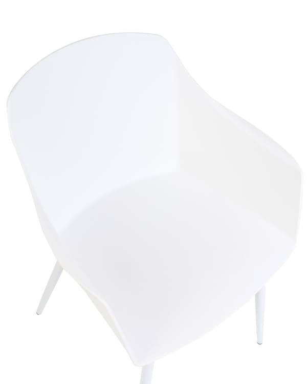Sæt med 2 Spisebordsstole Plast Hvid Minimalistisk Design Armlæn Stue Køkken Møbler