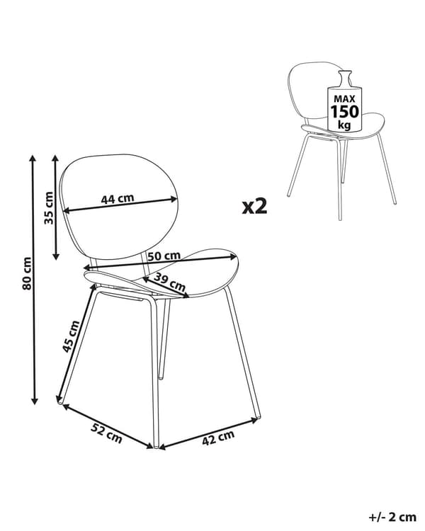 Kantinestol Hvid Plast Sæt af 2 Spisebordsstole til Spisestuen Køkken Design Skalstole Minimalistisk Indretning