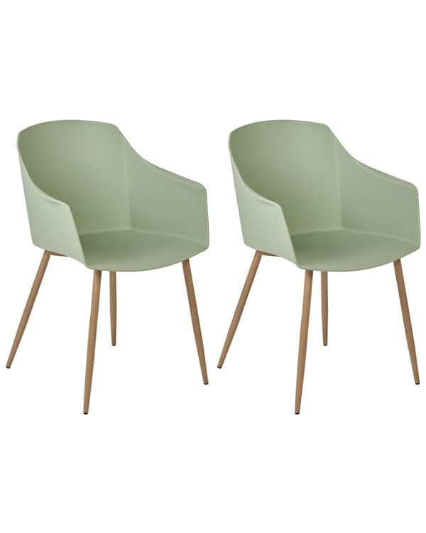 Tuoli vaaleanvihreä 57 x 83 x 51 cm muovi metalli 2 kpl käsinojilla minimalistinen skandinaavinen