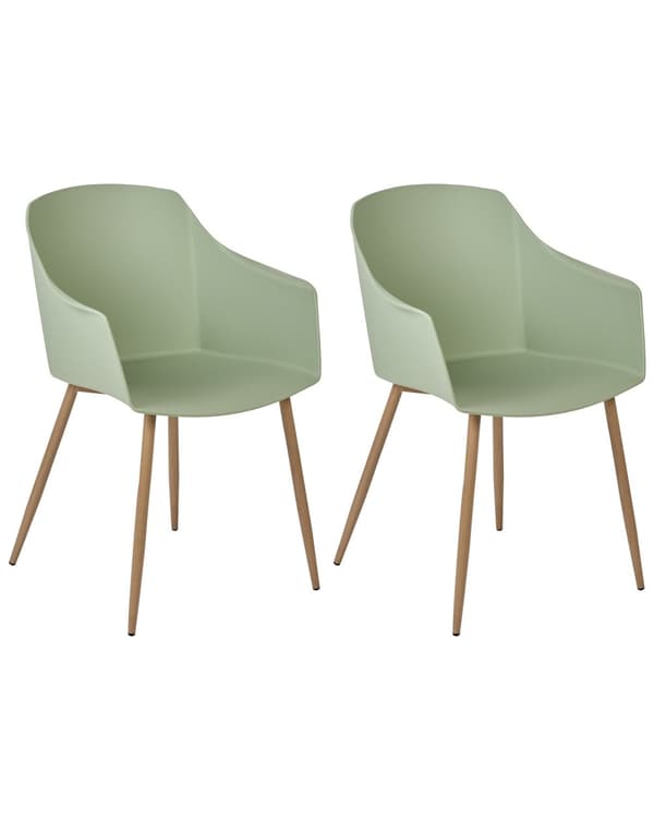 Tuoli vaaleanvihreä 57 x 83 x 51 cm muovi metalli 2 kpl käsinojilla minimalistinen skandinaavinen
