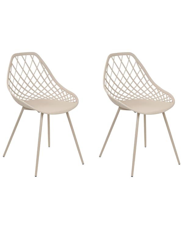 Tuoli beige 46 x 86 x 52 cm muovi metalli 2 kpl koristeltu selkänoja minimalistinen moderni