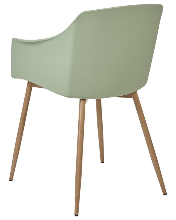 Sett med 2 spisestoler Lysegrønn Plast Armlener Minimalistisk design Moderne Spisestue Kjøkken