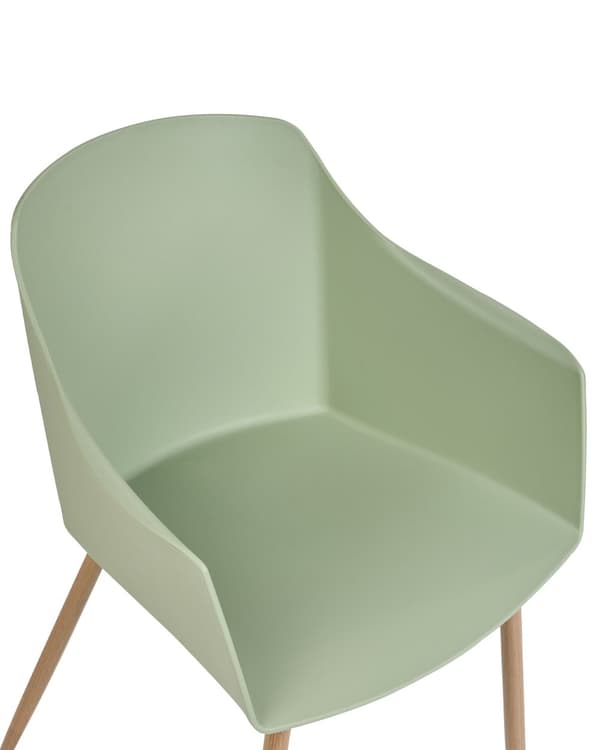 Sett med 2 spisestoler Lysegrønn Plast Armlener Minimalistisk design Moderne Spisestue Kjøkken