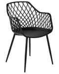 Miniatyrbilde 4 av 9: Sett med 2 spisestoler Svart Syntetisk sete Metallben Rygg med åpen struktur Skandinavisk design Moderne Spisestue Kjøkken