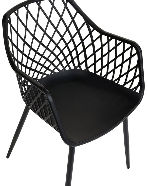 Sett med 2 spisestoler Svart Syntetisk sete Metallben Rygg med åpen struktur Skandinavisk design Moderne Spisestue Kjøkken