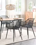 Miniatyrbilde 2 av 9: Sett med 2 spisestoler Svart Syntetisk sete Metallben Rygg med åpen struktur Skandinavisk design Moderne Spisestue Kjøkken