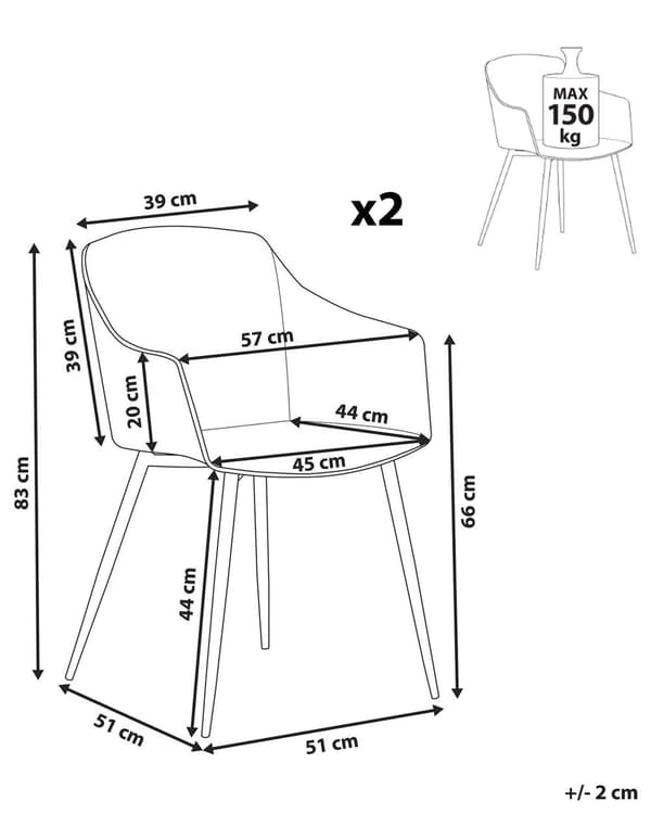 Sett med 2 spisestoler Hvit Plast Armlener Minimalistisk design Moderne Spisestue Kjøkken