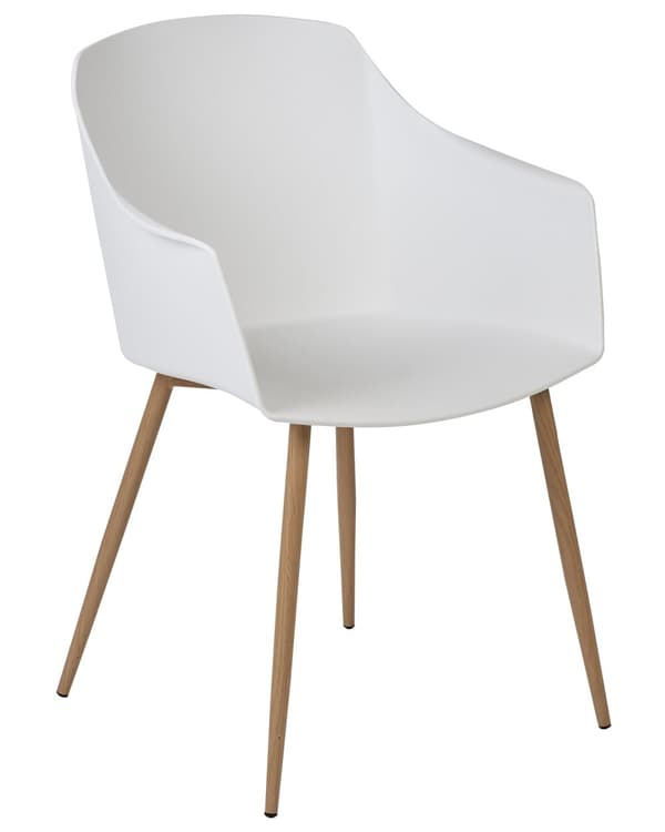 Sett med 2 spisestoler Hvit Plast Armlener Minimalistisk design Moderne Spisestue Kjøkken