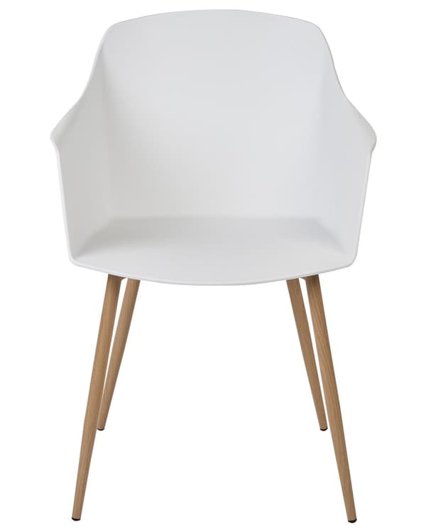 Sett med 2 spisestoler Hvit Plast Armlener Minimalistisk design Moderne Spisestue Kjøkken