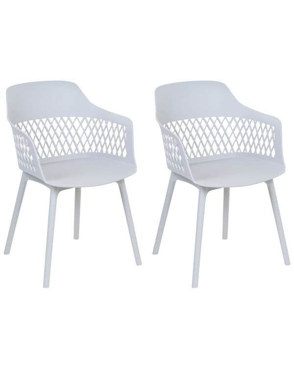 Sett med 2 spisestoler Lysegrå Syntetisk materiale Dekorativ ryggstøtte Minimalistisk design Skandinavisk stil Moderne
