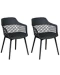 Miniatyrbilde 1 av 9: Sett med 2 spisestoler Svart Syntetisk materiale Dekorativ ryggstøtte Minimalistisk design Skandinavisk stil Moderne