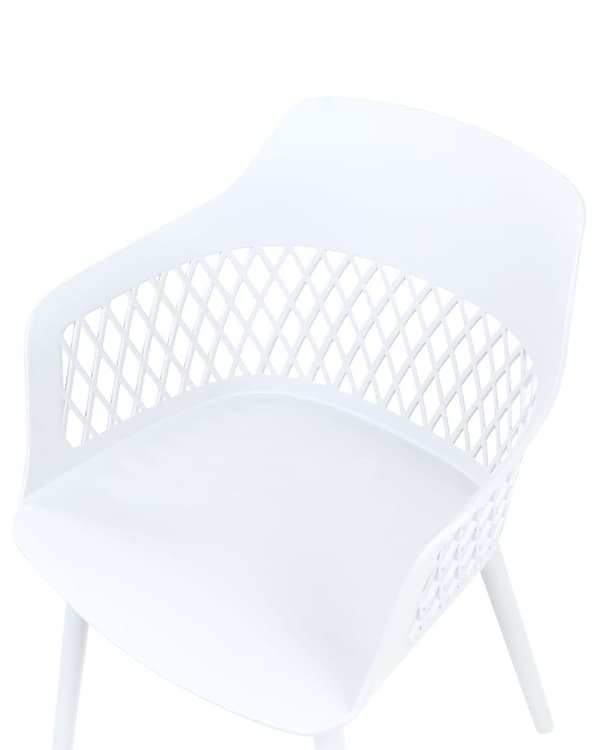 Sett med 2 spisestoler Hvit Syntetisk materiale Dekorativ ryggstøtte Minimalistisk design Skandinavisk stil Moderne