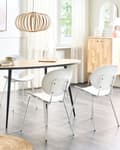 Miniatyrbilde 2 av 9: Sett med 2 spisestoler Hvit Syntetisk materiale Metallben Minimalistisk design Skandinavisk stil Moderne