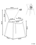 Miniatyrbilde 3 av 9: Sett med 2 Spisestoler Svart Lysegrå Grå Polyester Syntetisk Materiale Svarte Metallben Armløse Armlener Moderne