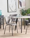 Miniatyrbilde 2 av 9: Sett med 2 Spisestoler Svart Lysegrå Grå Polyester Syntetisk Materiale Svarte Metallben Armløse Armlener Moderne
