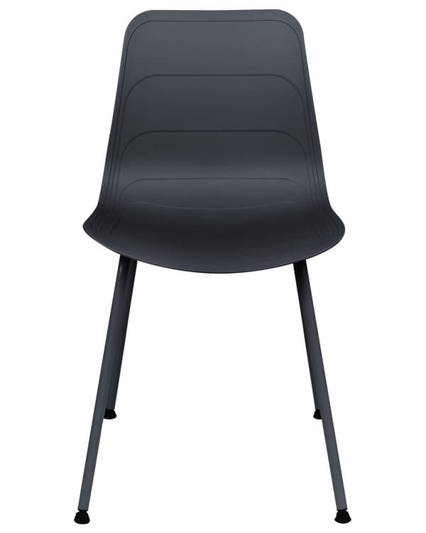 Uppsättning med 2 matstolar Svart syntetisk sits Metallben Minimalistisk design Ryggstöd Modern Skandinavisk