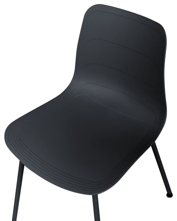 Uppsättning med 2 matstolar Svart syntetisk sits Metallben Minimalistisk design Ryggstöd Modern Skandinavisk