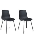 Miniatyrbild 1 av 9: Uppsättning med 2 matstolar Svart syntetisk sits Metallben Minimalistisk design Ryggstöd Modern Skandinavisk