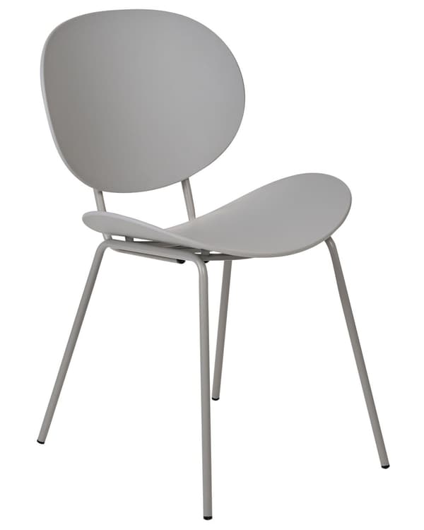 Uppsättning med 2 matstolar Ljusgrå syntetisk sits Metallben Minimalistisk design Ryggstöd Modern Skandinavisk