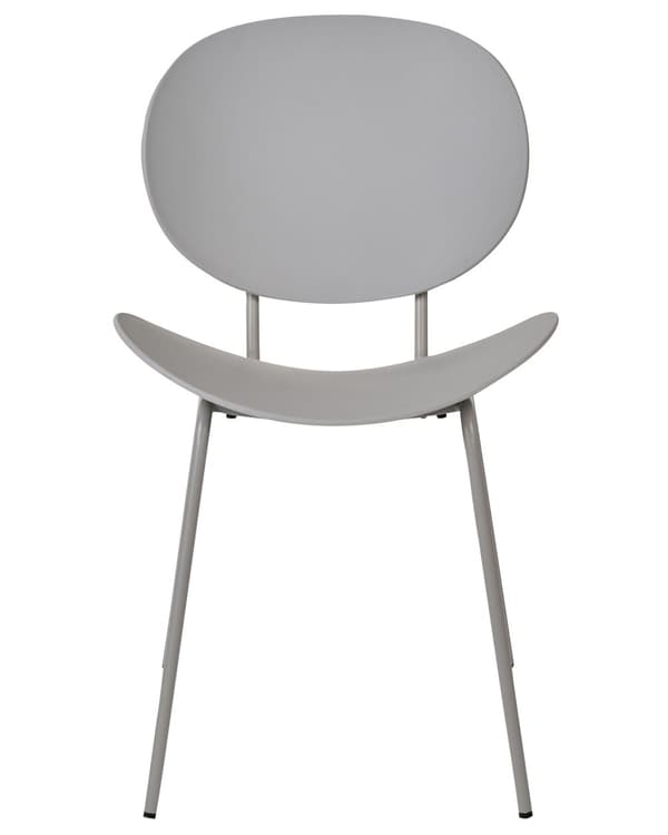 Uppsättning med 2 matstolar Ljusgrå syntetisk sits Metallben Minimalistisk design Ryggstöd Modern Skandinavisk